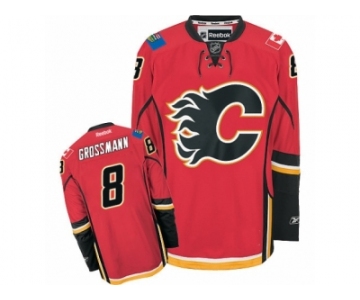 Men's Reebok Calgary Flames #8 Nicklas Grossmann Authentic Red Home NHL Jersey