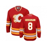 Men's Reebok Calgary Flames #8 Nicklas Grossmann Authentic Red Third NHL Jersey