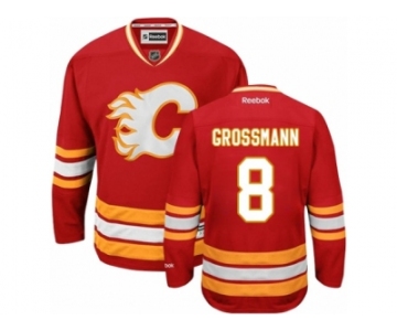 Men's Reebok Calgary Flames #8 Nicklas Grossmann Authentic Red Third NHL Jersey