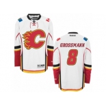 Men's Reebok Calgary Flames #8 Nicklas Grossmann Authentic White Away NHL Jersey