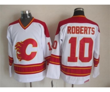 nhl jerseys calgary flames #10 gary roberts white [throwback ccm]