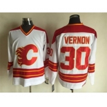 nhl jerseys calgary flames #30 vernon white[m&n]