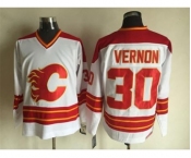 nhl jerseys calgary flames #30 vernon white[m&n]