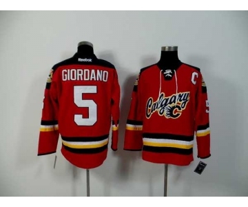 nhl jerseys calgary flames #5 giordano red[patch C][2015 new]