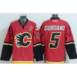 nhl jerseys calgary flames #5 giordano red[patch C]