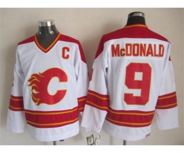 nhl jerseys calgary flames #9 lanny mcdonald white [throwback ccm]