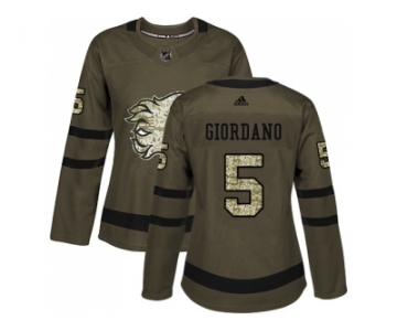 Women Adidas Calgary Flames #5 Mark Giordano Green Salute to Service Stitched NHL Jersey