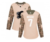 Women Adidas Calgary Flames #7 TJ Brodie Camo Authentic 2017 Veterans Day Stitched NHL Jersey