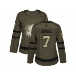 Women Adidas Calgary Flames #7 TJ Brodie Green Salute to Service Stitched NHL Jersey