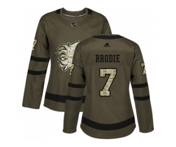 Women Adidas Calgary Flames #7 TJ Brodie Green Salute to Service Stitched NHL Jersey