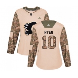 Women Calgary Flames #10 Derek Ryan Authentic Camo Veterans Day Practice Hockey Jersey