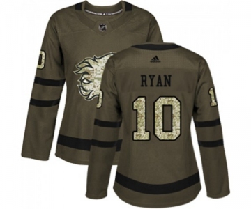 Women Calgary Flames #10 Derek Ryan Authentic Green Salute to Service Hockey Jersey