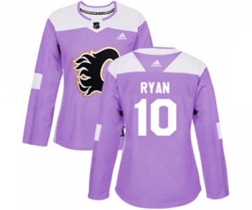 Women Calgary Flames #10 Derek Ryan Authentic Purple Fights Cancer Practice Hockey Jersey