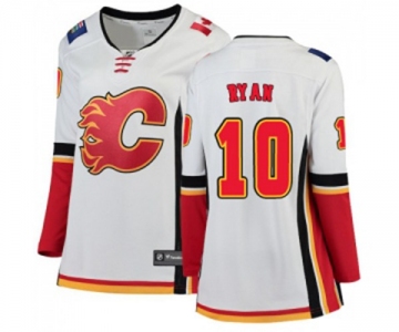 Women Calgary Flames #10 Derek Ryan Authentic White Away Fanatics Branded Breakaway Hockey Jersey