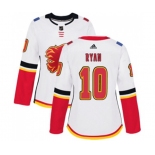 Women Calgary Flames #10 Derek Ryan Authentic White Away Hockey Jersey