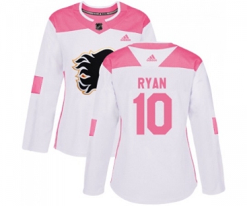 Women Calgary Flames #10 Derek Ryan Authentic White Pink Fashion Hockey Jersey