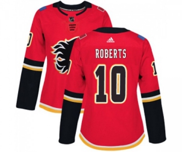 Women Calgary Flames #10 Gary Roberts Authentic Red Home Hockey Jersey