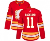 Women Calgary Flames #11 Mikael Backlund Authentic Red Alternate Hockey Jersey