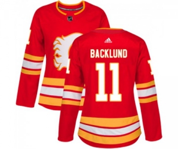 Women Calgary Flames #11 Mikael Backlund Authentic Red Alternate Hockey Jersey