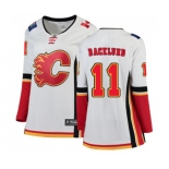 Women Calgary Flames #11 Mikael Backlund Authentic White Away Fanatics Branded Breakaway Hockey Jersey