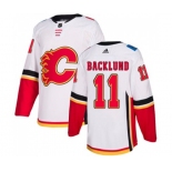 Women Calgary Flames #11 Mikael Backlund Authentic White Away Hockey Jersey