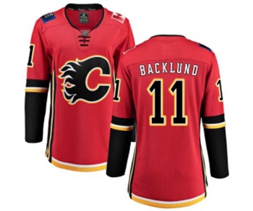 Women Calgary Flames #11 Mikael Backlund Fanatics Branded Red Home Breakaway Hockey Jersey