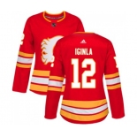 Women Calgary Flames #12 Jarome Iginla Authentic Red Alternate Hockey Jersey