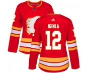 Women Calgary Flames #12 Jarome Iginla Authentic Red Alternate Hockey Jersey