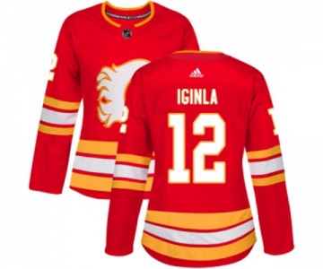 Women Calgary Flames #12 Jarome Iginla Authentic Red Alternate Hockey Jersey