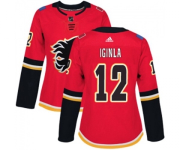 Women Calgary Flames #12 Jarome Iginla Authentic Red Home Hockey Jersey