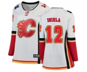 Women Calgary Flames #12 Jarome Iginla Authentic White Away Fanatics Branded Breakaway Hockey Jersey