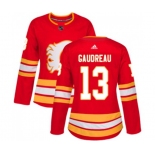 Women Calgary Flames #13 Johnny Gaudreau Authentic Red Alternate Hockey Jersey