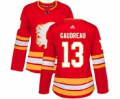 Women Calgary Flames #13 Johnny Gaudreau Authentic Red Alternate Hockey Jersey