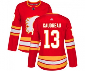 Women Calgary Flames #13 Johnny Gaudreau Authentic Red Alternate Hockey Jersey