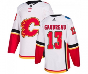 Women Calgary Flames #13 Johnny Gaudreau Authentic White Away Hockey Jersey