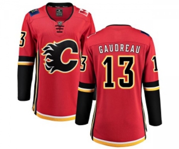 Women Calgary Flames #13 Johnny Gaudreau Fanatics Branded Red Home Breakaway Hockey Jersey