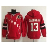 Women Calgary Flames #13 Johnny Gaudreau Red Old Time Heidi NHL Hoodie