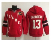 Women Calgary Flames #13 Johnny Gaudreau Red Old Time Heidi NHL Hoodie