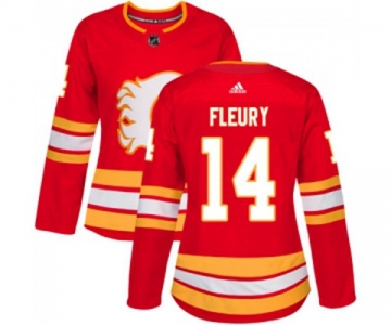 Women Calgary Flames #14 Theoren Fleury Authentic Red Alternate Hockey Jersey