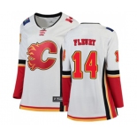 Women Calgary Flames #14 Theoren Fleury Authentic White Away Fanatics Branded Breakaway Hockey Jersey