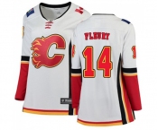 Women Calgary Flames #14 Theoren Fleury Authentic White Away Fanatics Branded Breakaway Hockey Jersey