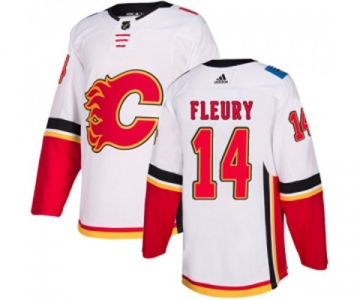 Women Calgary Flames #14 Theoren Fleury Authentic White Away Hockey Jersey