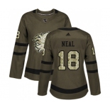 Women Calgary Flames #18 James Neal Authentic Green Salute to Service Hockey Jersey