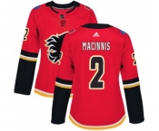 Women Calgary Flames #2 Al MacInnis Authentic Red Home Hockey Jersey