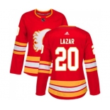 Women Calgary Flames #20 Curtis Lazar Authentic Red Alternate Hockey Jersey