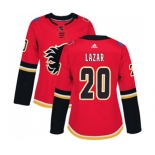 Women Calgary Flames #20 Curtis Lazar Authentic Red Home Hockey Jersey