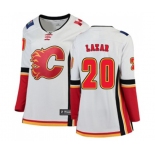 Women Calgary Flames #20 Curtis Lazar Authentic White Away Fanatics Branded Breakaway Hockey Jersey