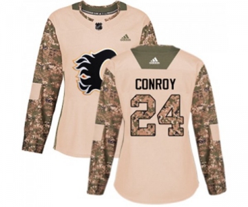 Women Calgary Flames #24 Craig Conroy Authentic Camo Veterans Day Practice Hockey Jersey