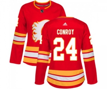 Women Calgary Flames #24 Craig Conroy Authentic Red Alternate Hockey Jersey