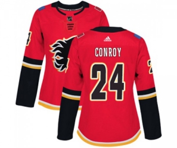 Women Calgary Flames #24 Craig Conroy Authentic Red Home Hockey Jersey